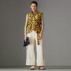 Burberry Burberry Sleeveless Graffiti Print Vintage Check Cotton Shirt, Size: 00, Yellow