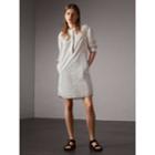 Burberry Burberry Collarless Broderie Anglaise Shirt Dress, Size: 06, White