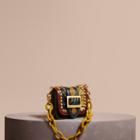 Burberry The Mini Square Buckle Bag In Calfskin And Riveted Snakeskin