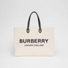 Burberry Burberry Logo Detail Cotton Blend Tote, Brown