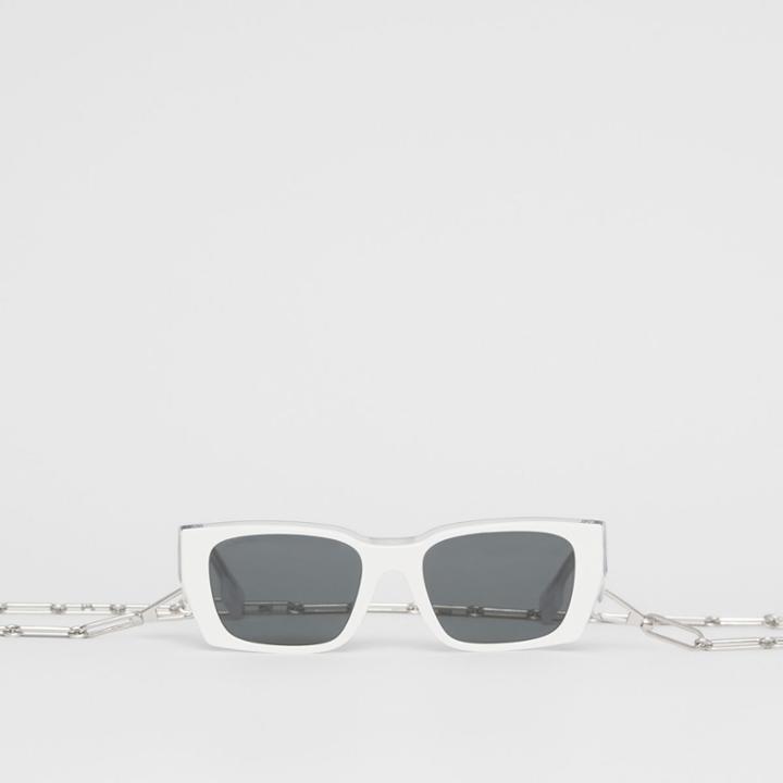 Burberry Burberry B Motif Rectangular Frame Sunglasses With Necklace
