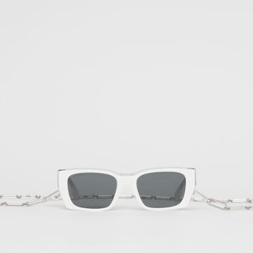 Burberry Burberry B Motif Rectangular Frame Sunglasses With Necklace