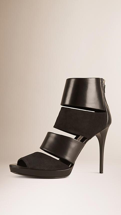 Burberry Multi-strap Leather And Suede Ankle Boots