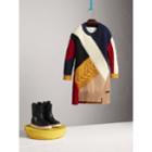Burberry Burberry Colour Block Cable Knit Wool Cashmere Dress, Size: 6y, White