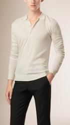 Burberry Long-sleeved Knitted Silk Cashmere Polo Shirt