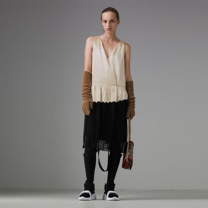 Burberry Burberry Silk Satin And Lace Sleeveless Dress, Size: 00