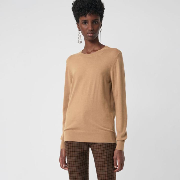 Burberry Burberry Vintage Check Detail Merino Wool Sweater, Beige