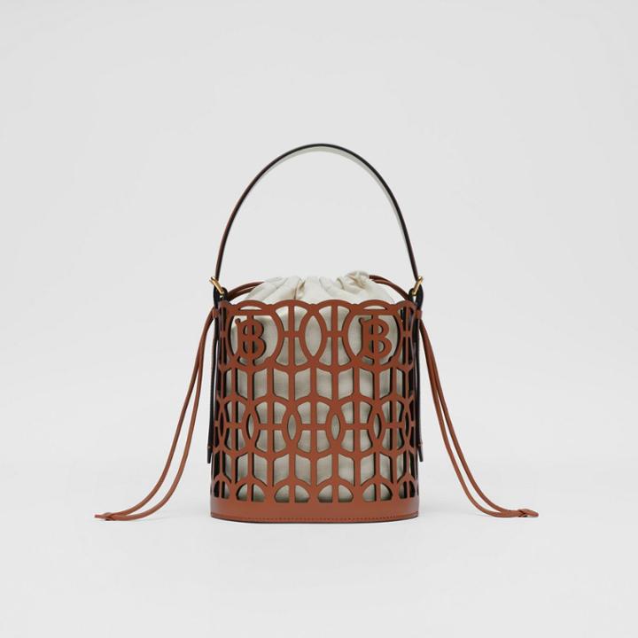Burberry Burberry Leather Rose Bucket Bag, Brown