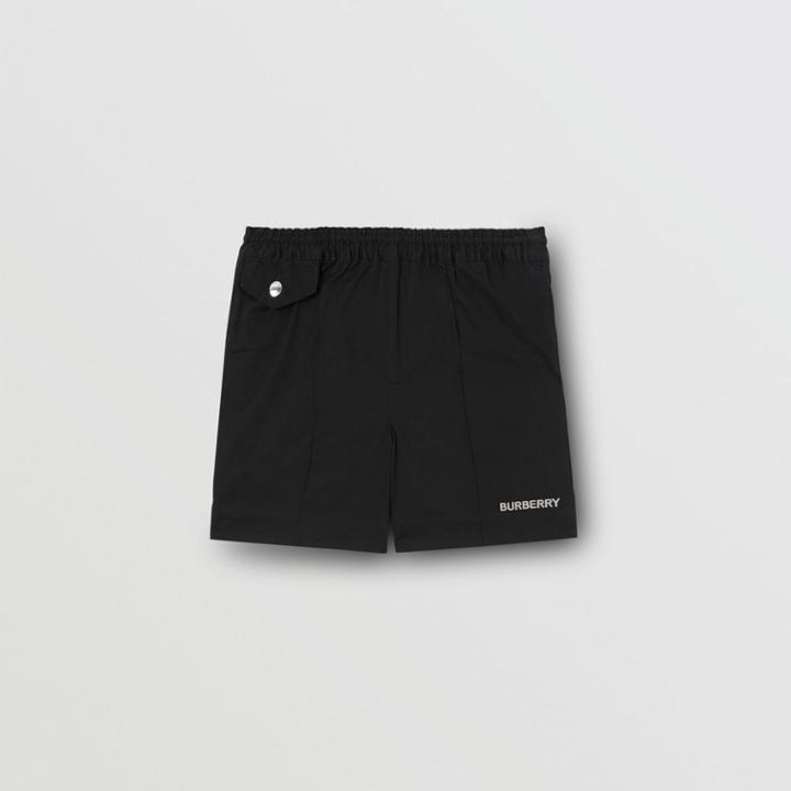 Burberry Burberry Childrens Embroidered Logo Cotton Drawcord Shorts, Size: 10y, Black