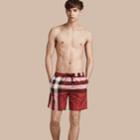 Burberry Burberry Check Swim Shorts, Size: Xl, Red