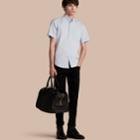 Burberry Burberry Short-sleeved Stretch Cotton Poplin Shirt, Size: Xxl, Blue