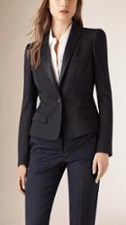 Burberry Peplum Back Wool Blend Jacket