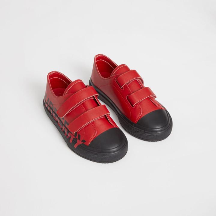 Burberry Burberry Childrens Logo Print Two-tone Leather Sneakers, Size: 27, Red