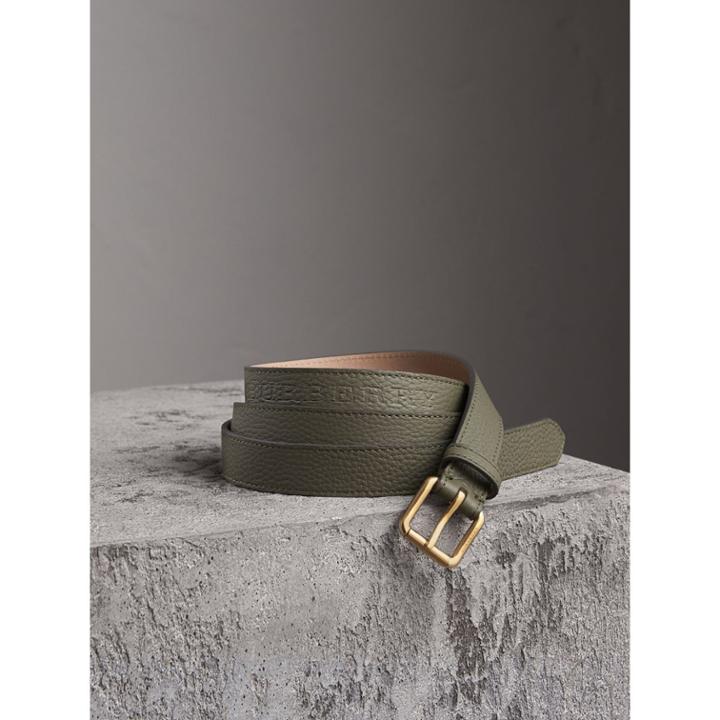 Burberry Burberry Embossed Leather Belt, Size: 90, Green
