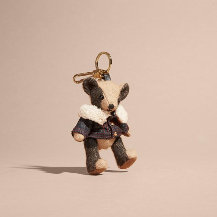 Burberry Burberry Thomas Bear Charm In Denim Jacket, Brown