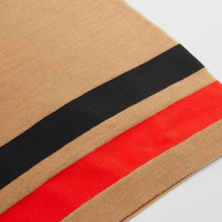 Burberry Burberry Stripe Detail Merino Wool Hood, Size: Os, Brown