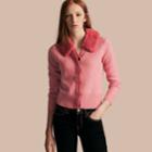 Burberry Burberry Mink Collar Cashmere Cardigan, Size: Xl, Pink