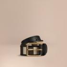 Burberry Burberry Canvas Check And Leather Belt, Size: 105, Black
