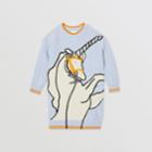 Burberry Burberry Childrens Unicorn Cable Knit Wool Cashmere Sweater Dress, Size: 14y, Blue