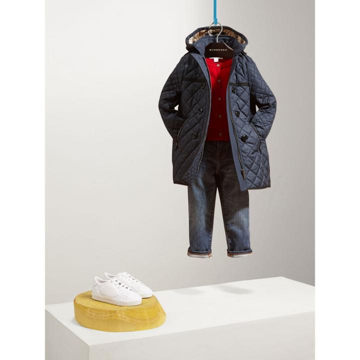 Burberry Burberry Diamond-quilted Coat With Detachable Hood, Size: 5y, Blue