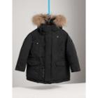 Burberry Burberry Fur-trimmed Down-filled Hooded Puffer Coat, Size: 4y, Black