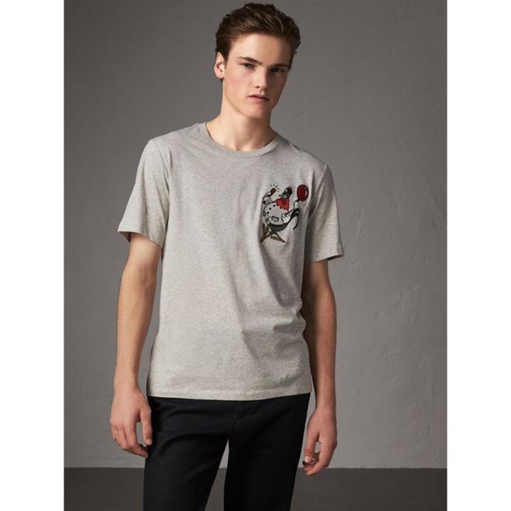 Burberry Burberry Sketch Appliqu Cotton T-shirt, Size: Xs, Grey