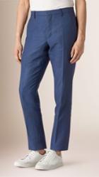 Burberry Burberry Modern Fit Linen Trousers, Size: 46, Blue