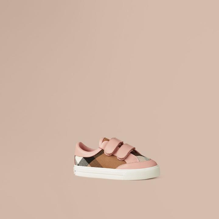 Burberry Burberry House Check And Leather Trainers, Size: 9.5, Pink