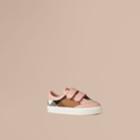 Burberry Burberry House Check And Leather Trainers, Size: 9.5, Pink