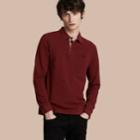 Burberry Burberry Check Placket Long Sleeve Polo Shirt, Size: Xssf, Red