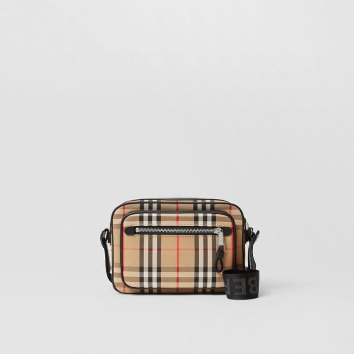 Burberry Burberry Vintage Check And Leather Crossbody Bag#, Yellow