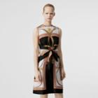 Burberry Burberry Archive Scarf Print Silk Dress With Detachable Scarf, Size: 14, Black