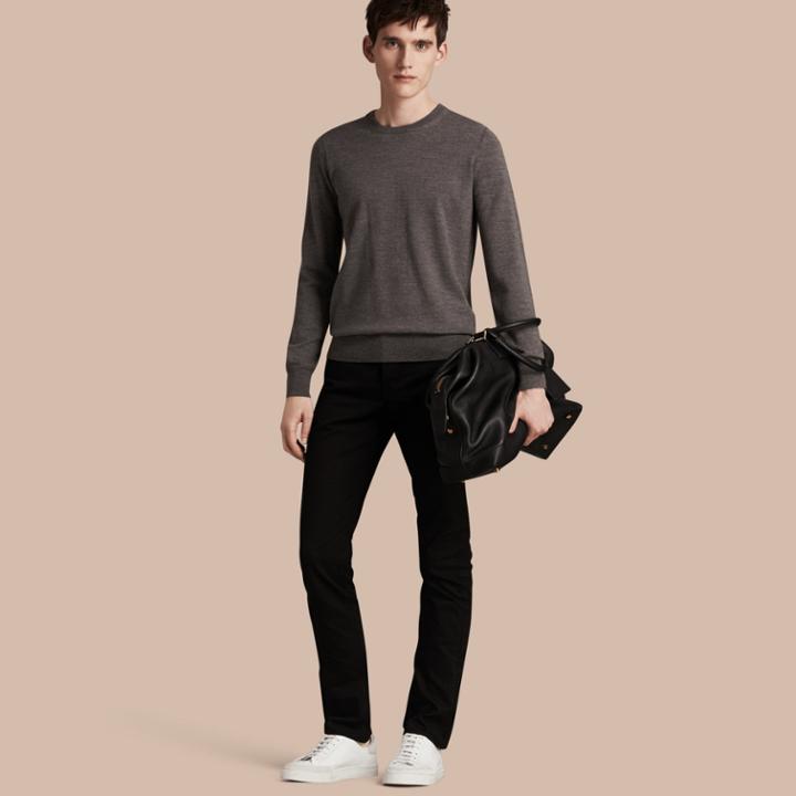 Burberry Burberry Straight Fit Unwashed Stretch Denim Jeans, Size: 34r, Black