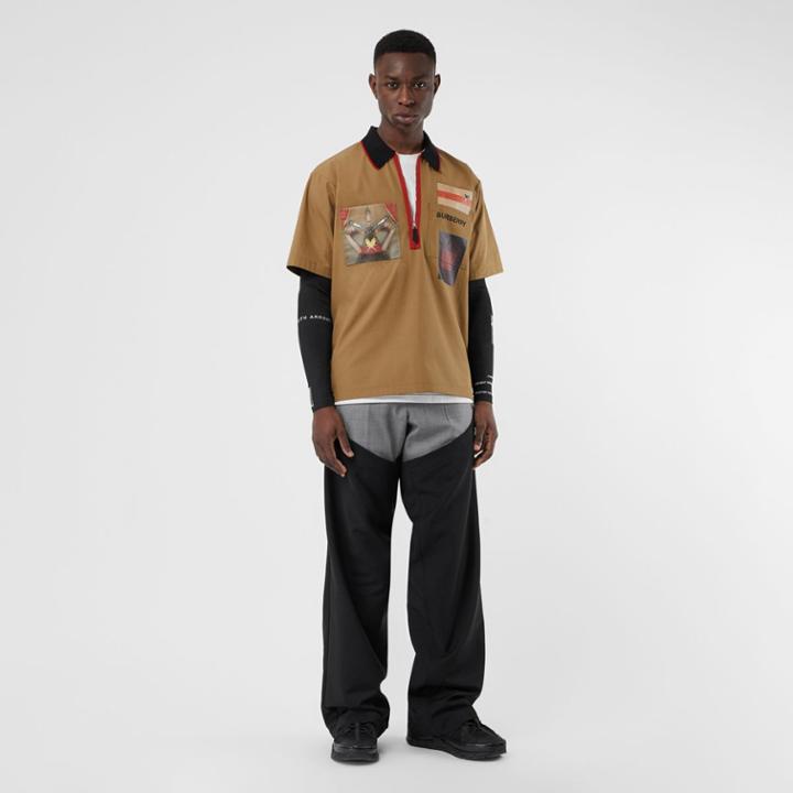 Burberry Burberry Short-sleeve Montage Print Cotton Shirt, Yellow