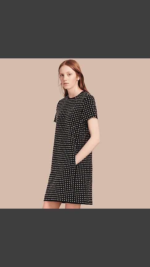 Burberry Leather-trimmed Studded T-shirt Dress