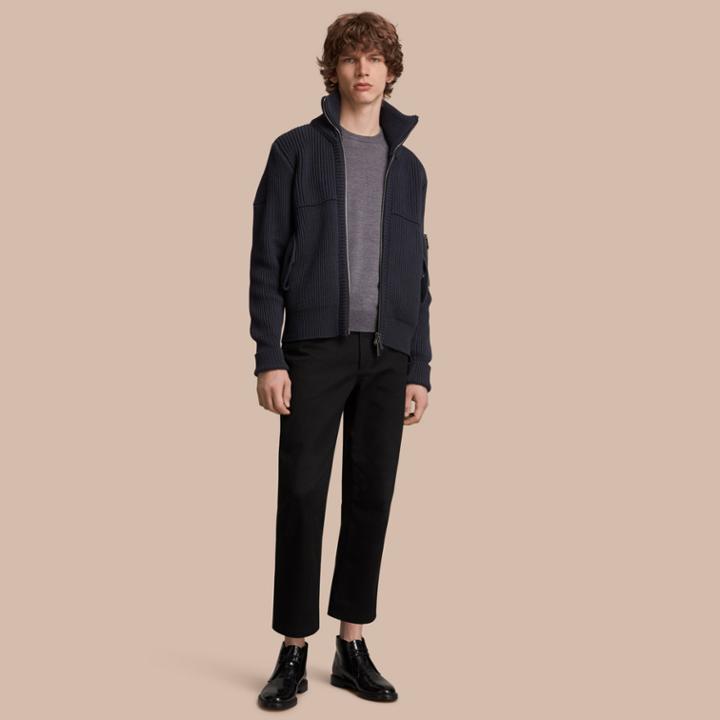 Burberry Burberry Knitted Cotton Cashmere Flight Jacket, Blue