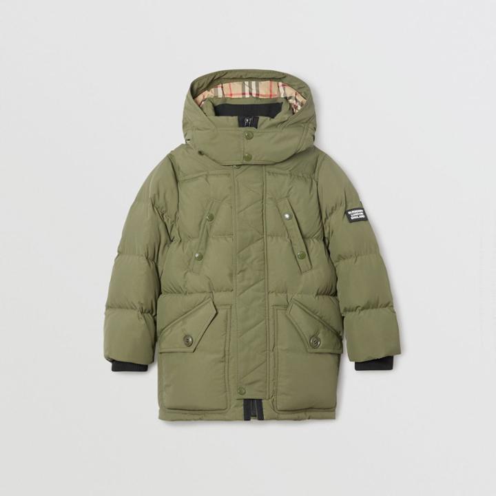 Burberry Burberry Childrens Detachable Hood Down-filled Puffer Coat, Size: 14y, Green