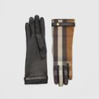 Burberry Burberry Cashmere-lined Technical Check And Lambskin Gloves, Size: 8.5, Brown