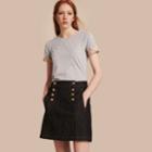 Burberry Burberry Check Cuff Stretch Cotton T-shirt, Size: M, Grey