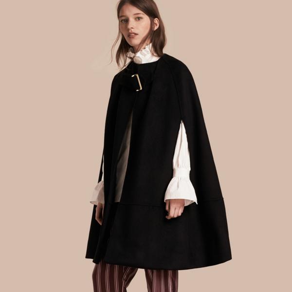 Burberry Panelled Cashmere Cape With Buckle Detail