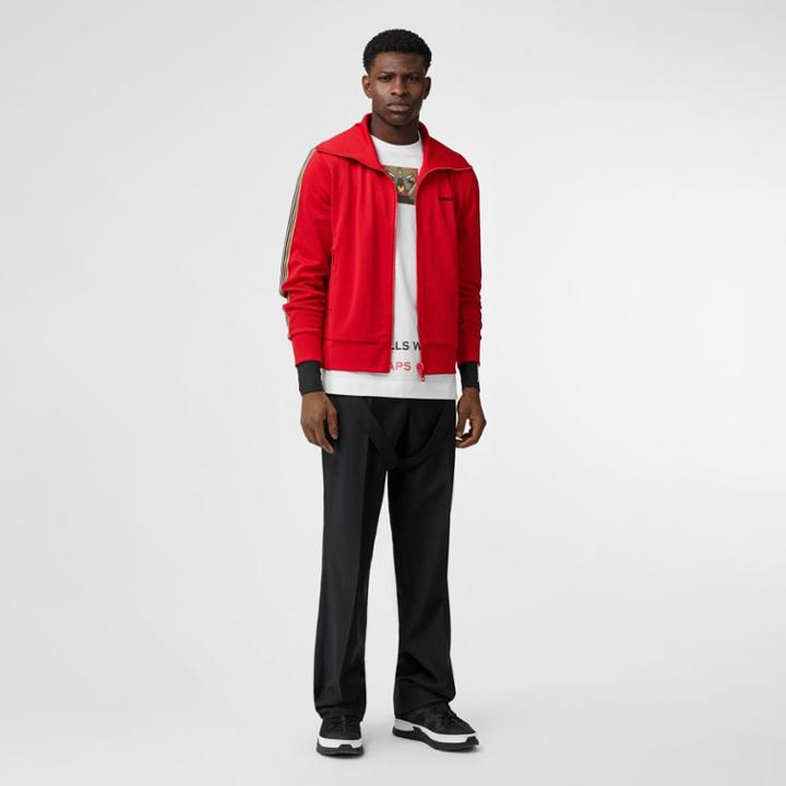 Burberry Burberry Icon Stripe Detail Funnel Neck Track Top, Red