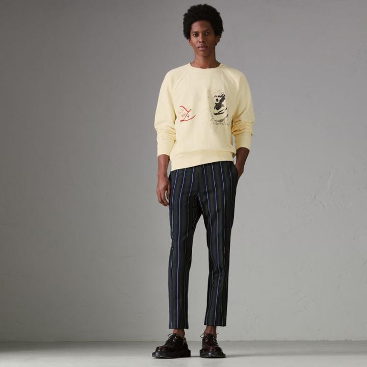 Burberry Burberry Portrait And Logo Print Cotton Sweatshirt, Size: Xl, Yellow