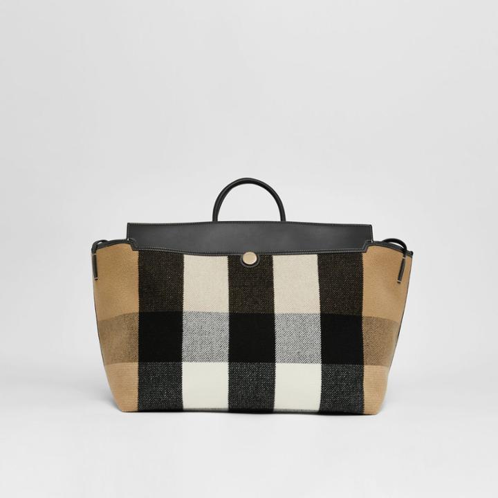 Burberry Burberry Check Merino Wool Cashmere Society Holdall, Beige
