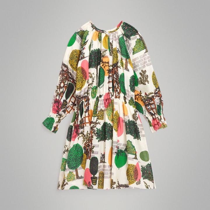 Burberry Burberry Childrens Tree Print Cotton Silk Dress, Size: 14y, White