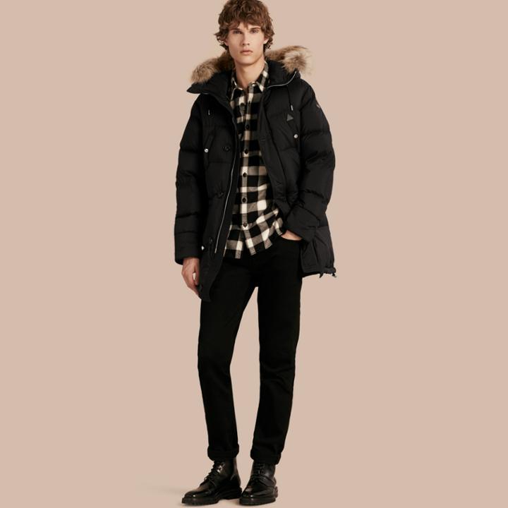 Burberry Burberry Down-filled Coat With Detachable Fur Trim, Black