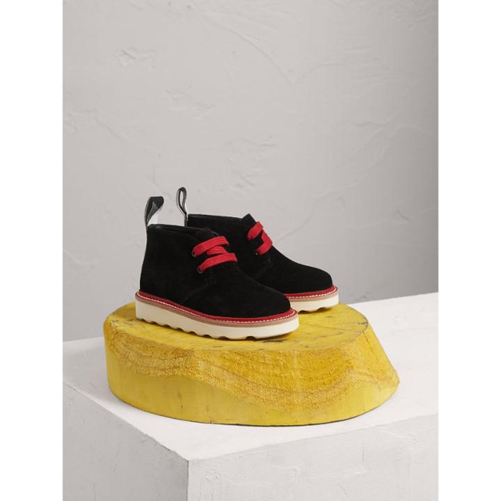 Burberry Burberry Two-tone Suede Desert Boots, Size: 8, Black