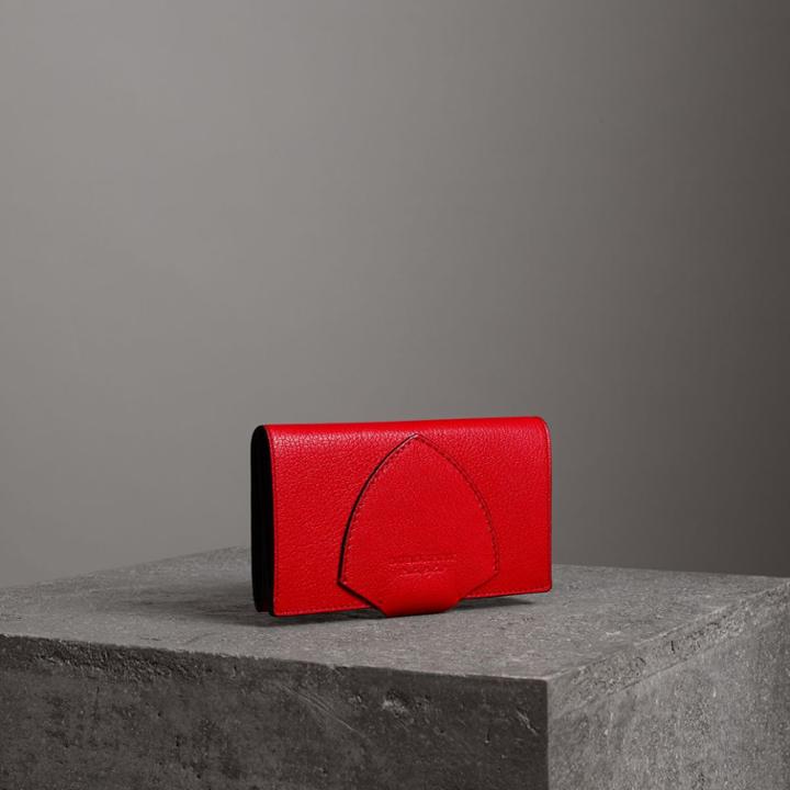 Burberry Burberry Equestrian Shield Two-tone Leather Continental Wallet, Red