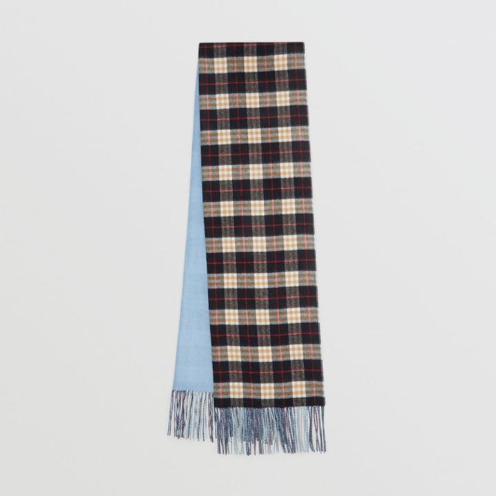 Burberry Burberry Colour Block Vintage Check Cashmere Scarf, Blue