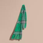 Burberry Burberry Lightweight Check Wool And Silk Scarf, Green
