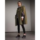 Burberry Burberry Tropical Gabardine Cape With Check Detail, Size: 02, Green